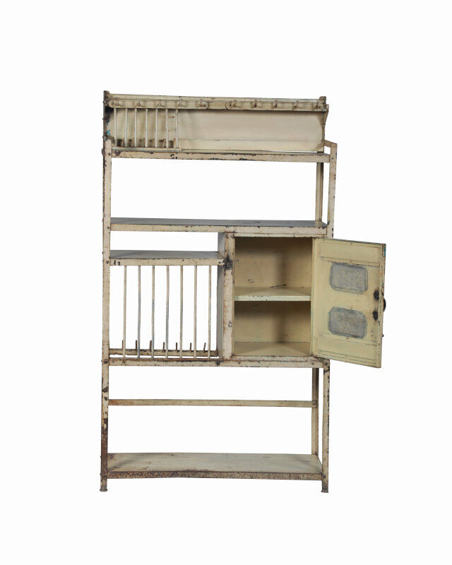 Kitchen furniture old metal patine white casse