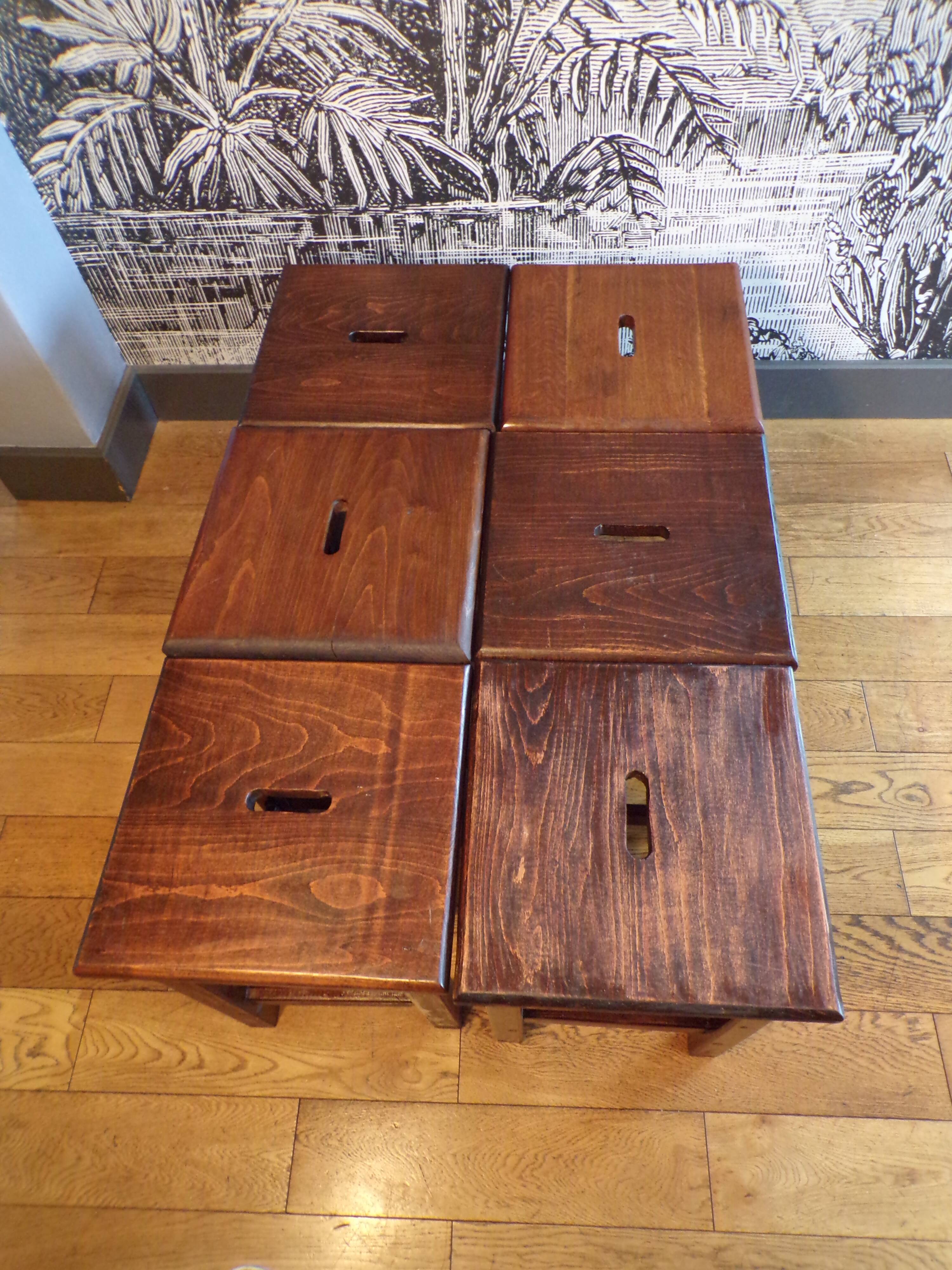 Set of 6 farm/workshop stools