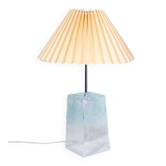 Lampe de table en verre minimaliste des années 80 avec abat-jour plissé