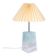 Minimalist glass table lamp from the 80s with a pleated shade.