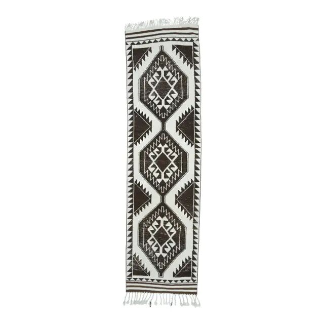 1970s Natural Turkish Hand-Knotted Runner 96x358