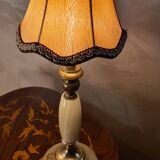 paire de lampe onix  vert et laiton 1970 ,  elec ok 35x14