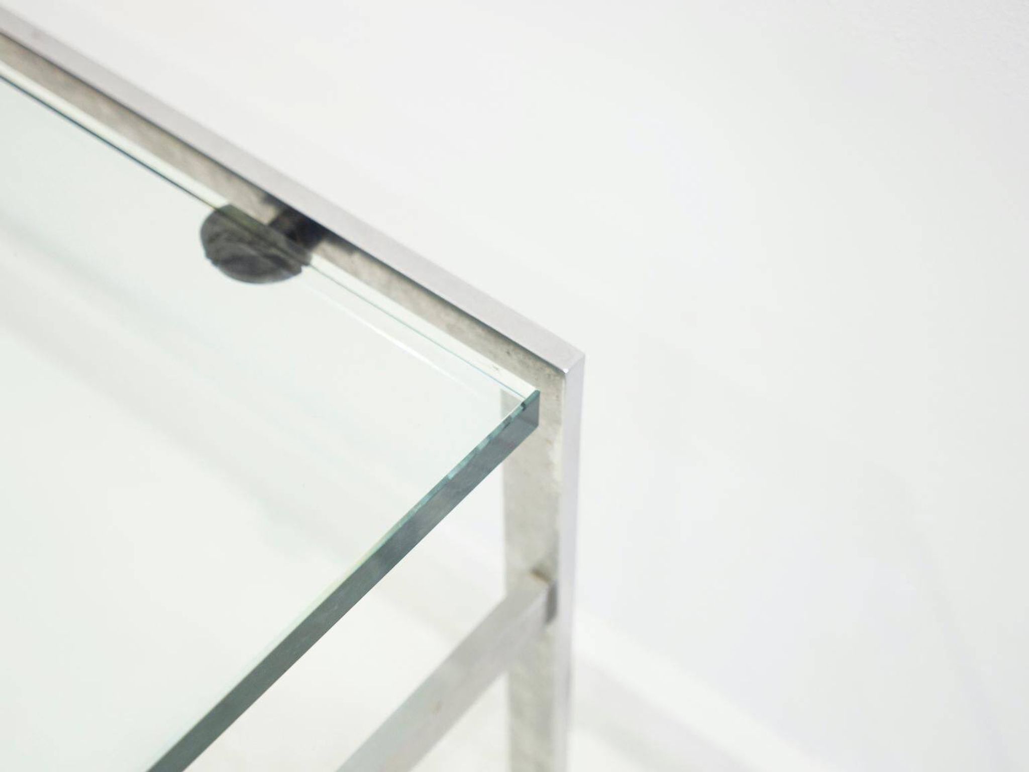 Table basse en acier et verre de Preben Fabricius et Jørgen Kastholm