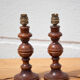 Pair of wood lamp, vintage turned wood lamp foot