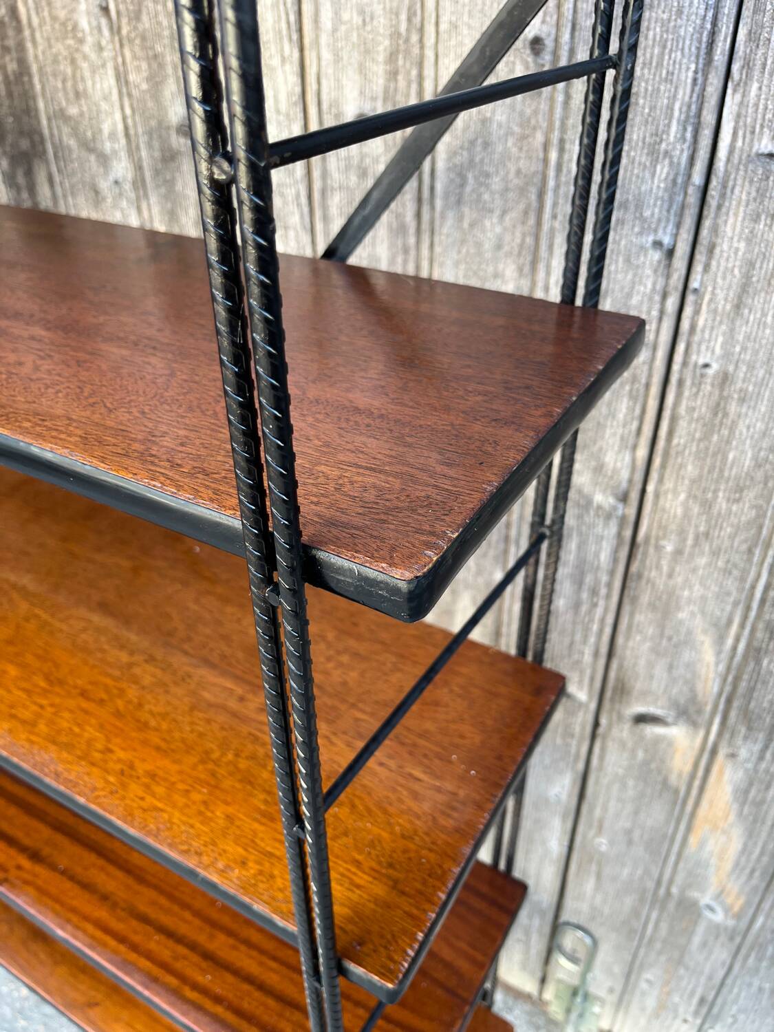 String wood and metal shelf