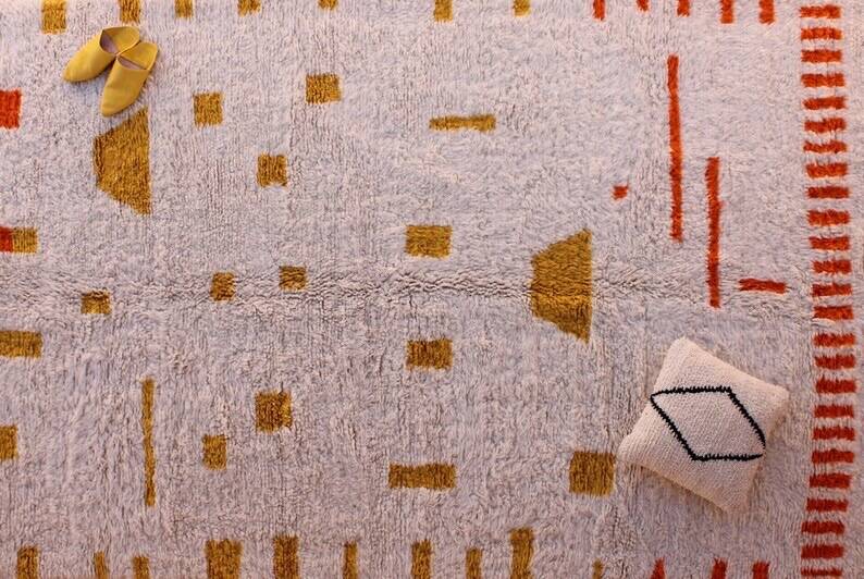 Tapis en laine marocaine de oued zam motifs colorés taille 150 x 250 cm