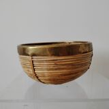 Brass rattan basket, Italy 1950s