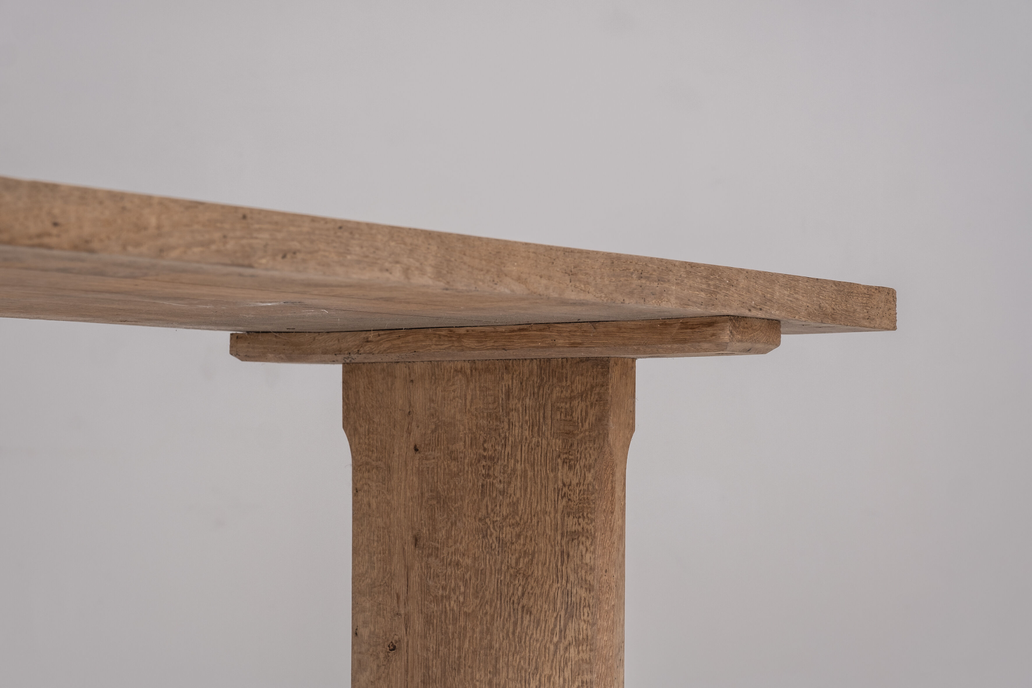 Rustic side table in elm from France, designed and handmade in the 1950s.