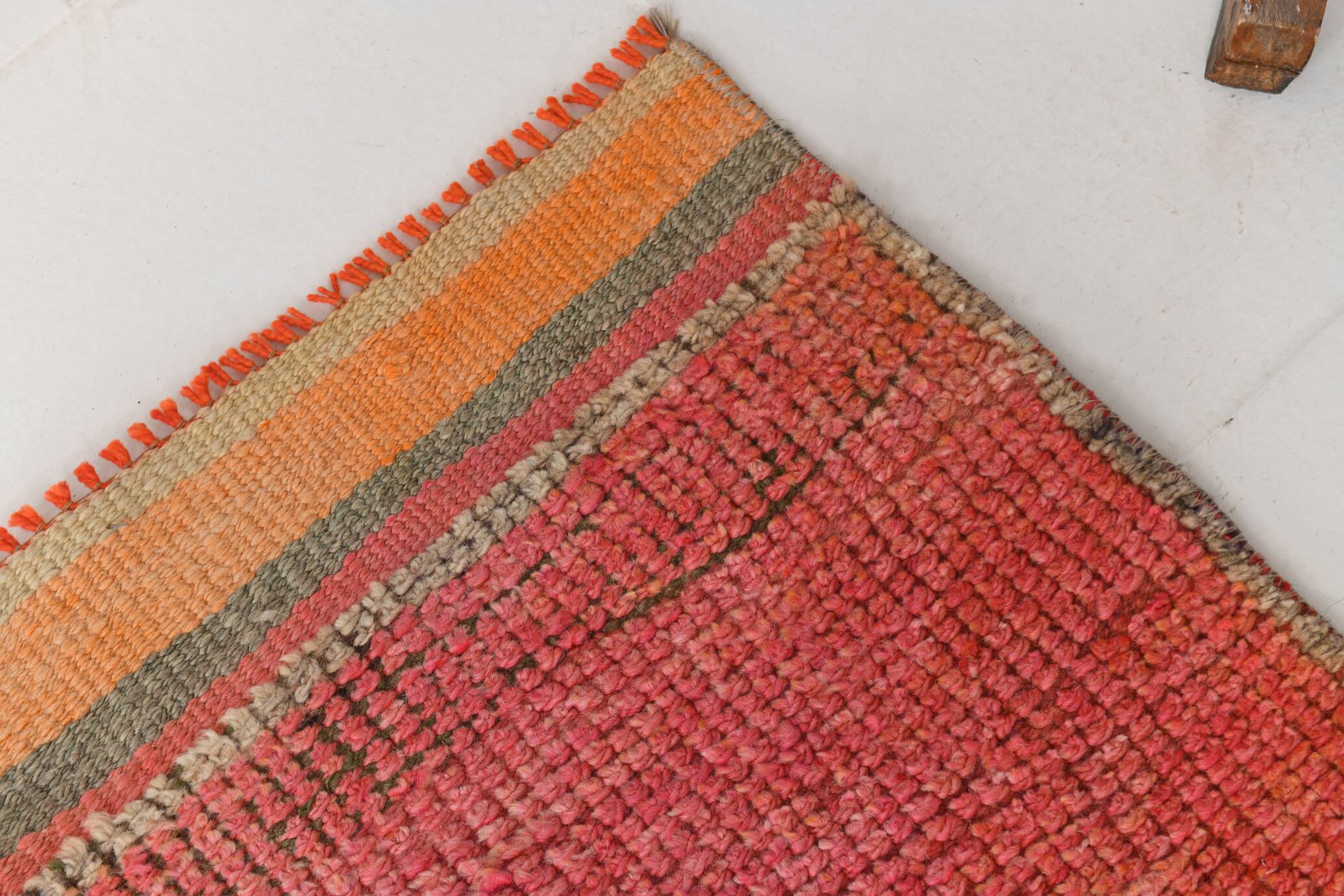 Faded Tribal Runner, 101x309Cm Wool Runner Rug, Boho Hallway Rug