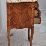 Bedside Louis XV marquetry marble