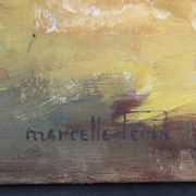 Oil painting on cardboard: cart in the countryside