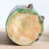 Zoomorphic ceramic owl vase in Flanders earth, Torhout Belgium, Art Nouveau period