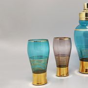 1960s gorgeous cocktail shaker set with four glasses in crystal