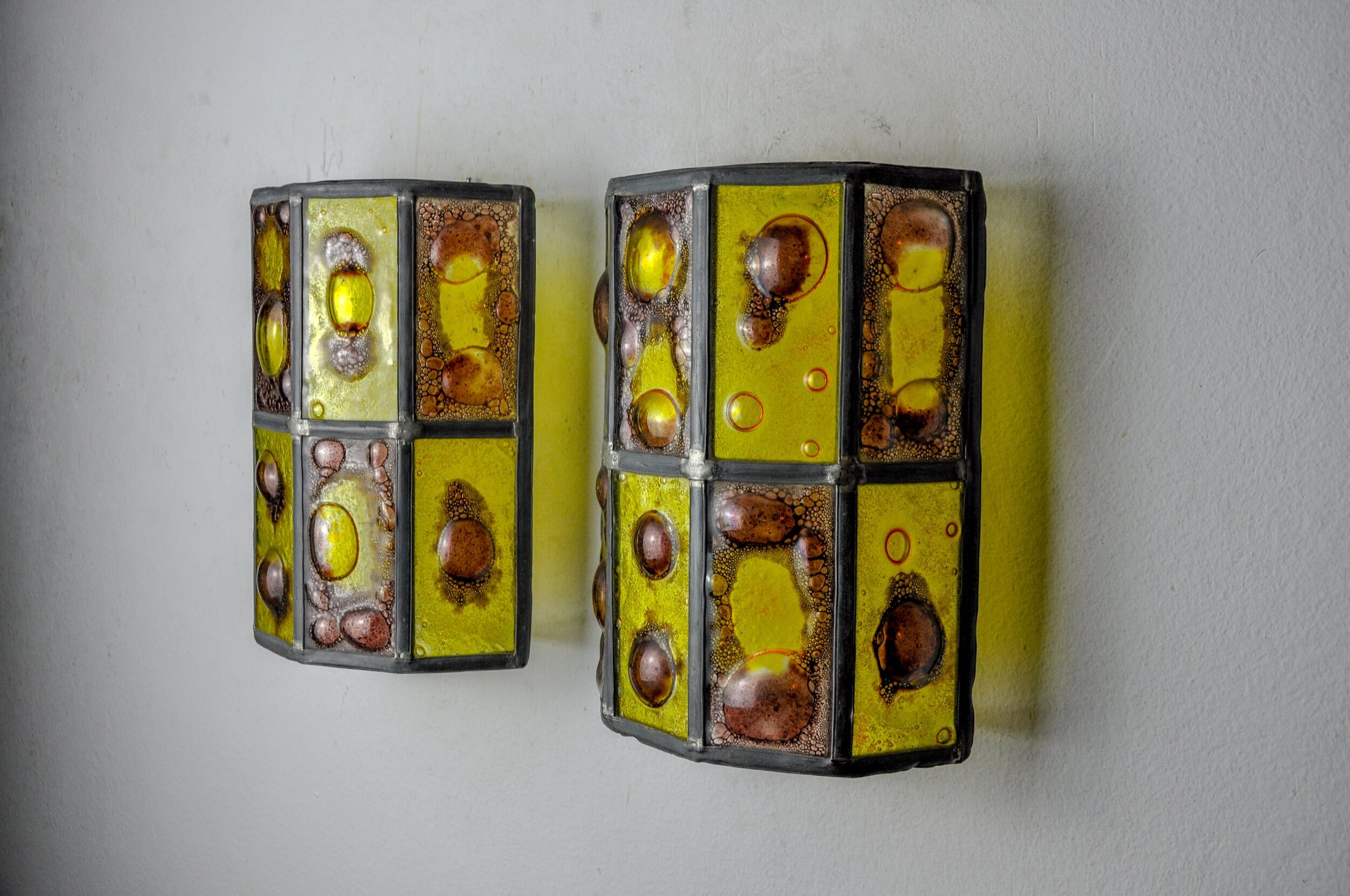 Pair of brutalist sconces by Felipe Derflingher for Feders, blown glass, 1960, Mexico