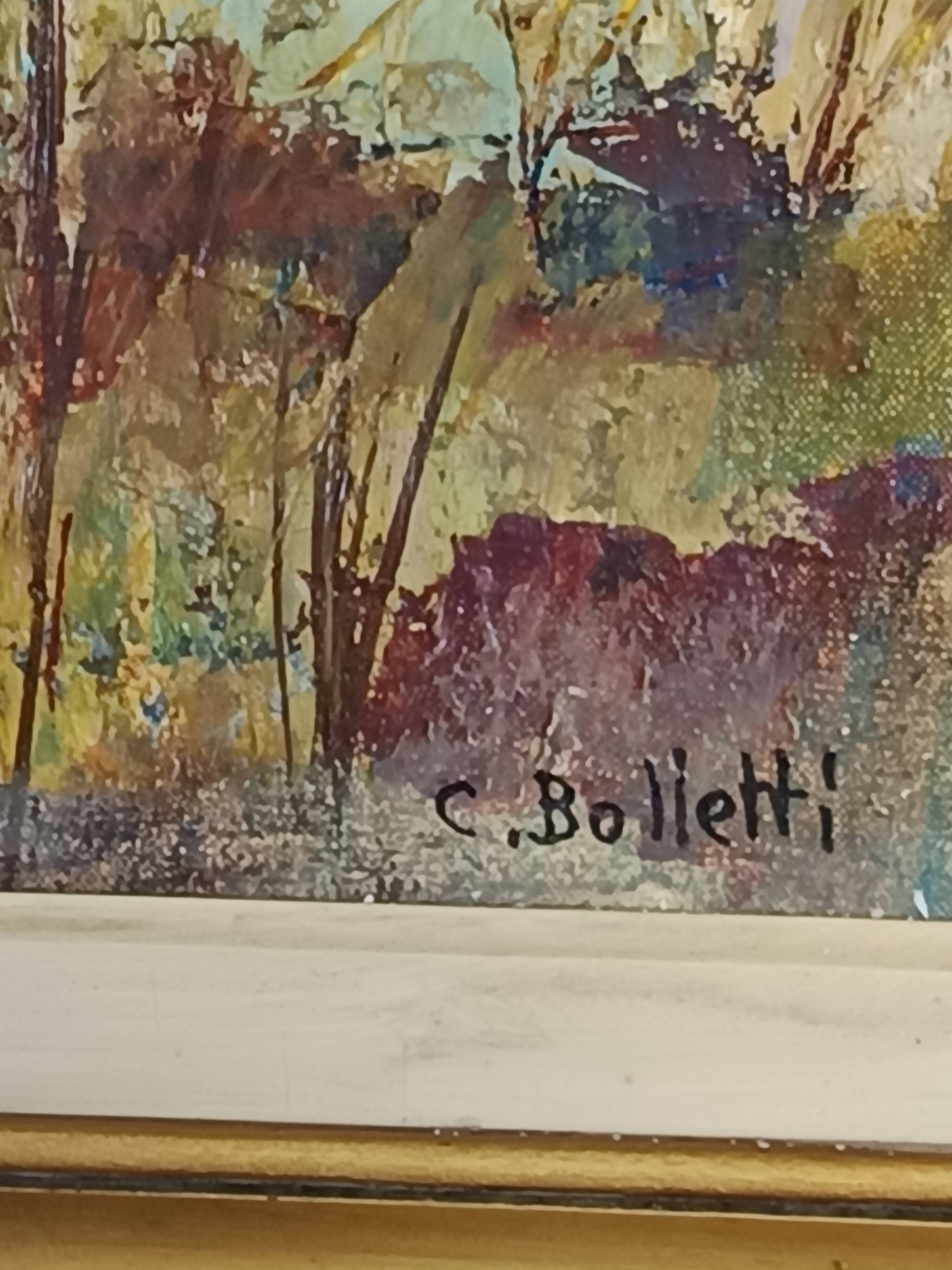 oil on canvas signed César Belotti (1914-1995) village autumn period