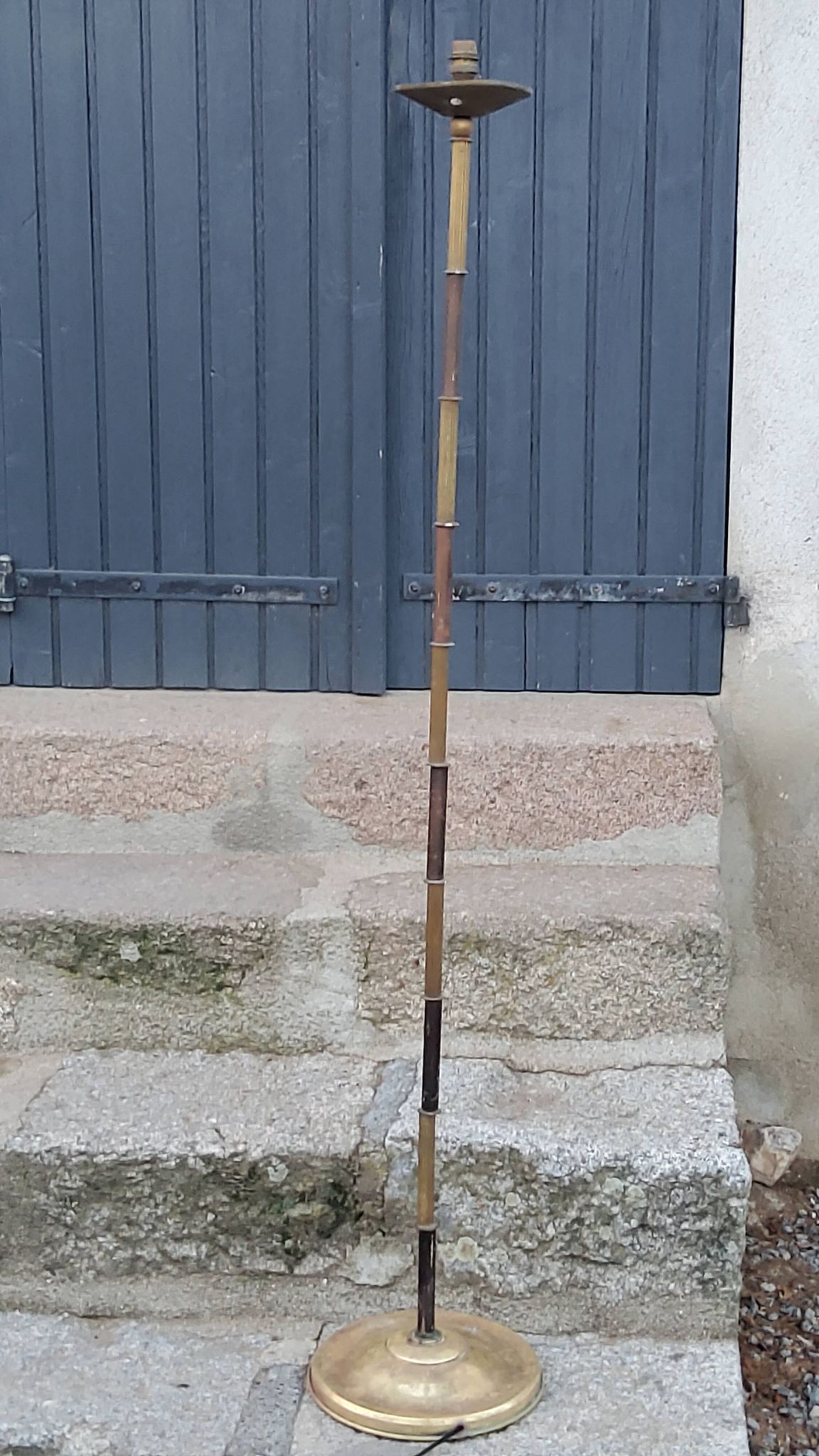 1950s floor lamp in brass with double gold and bronze patina