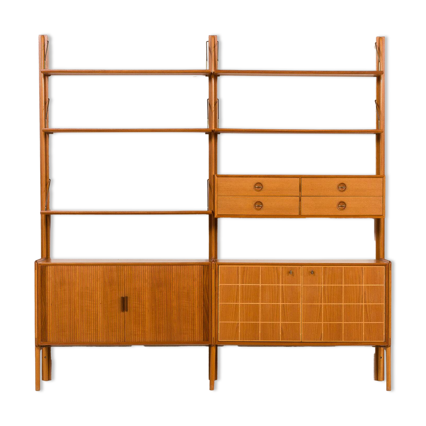 Fredrik A. Kayser teak free standing wall unit for Gustav Bahus, Norway 196
