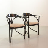 4 Wooden Black Lacquered Thonet Triangle Dining Chairs Model 87, 1980s