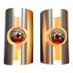 Pair of Space Age wall sconces in brushed aluminium, 1970.