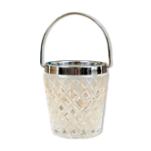 Seau à glaçons en cristal et métal - Vintage années 50