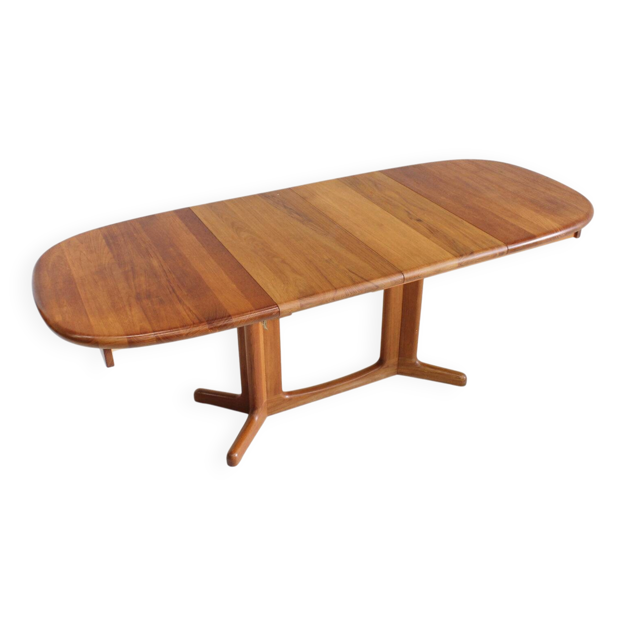 Vintage Danish oval extendable dining table solid teak