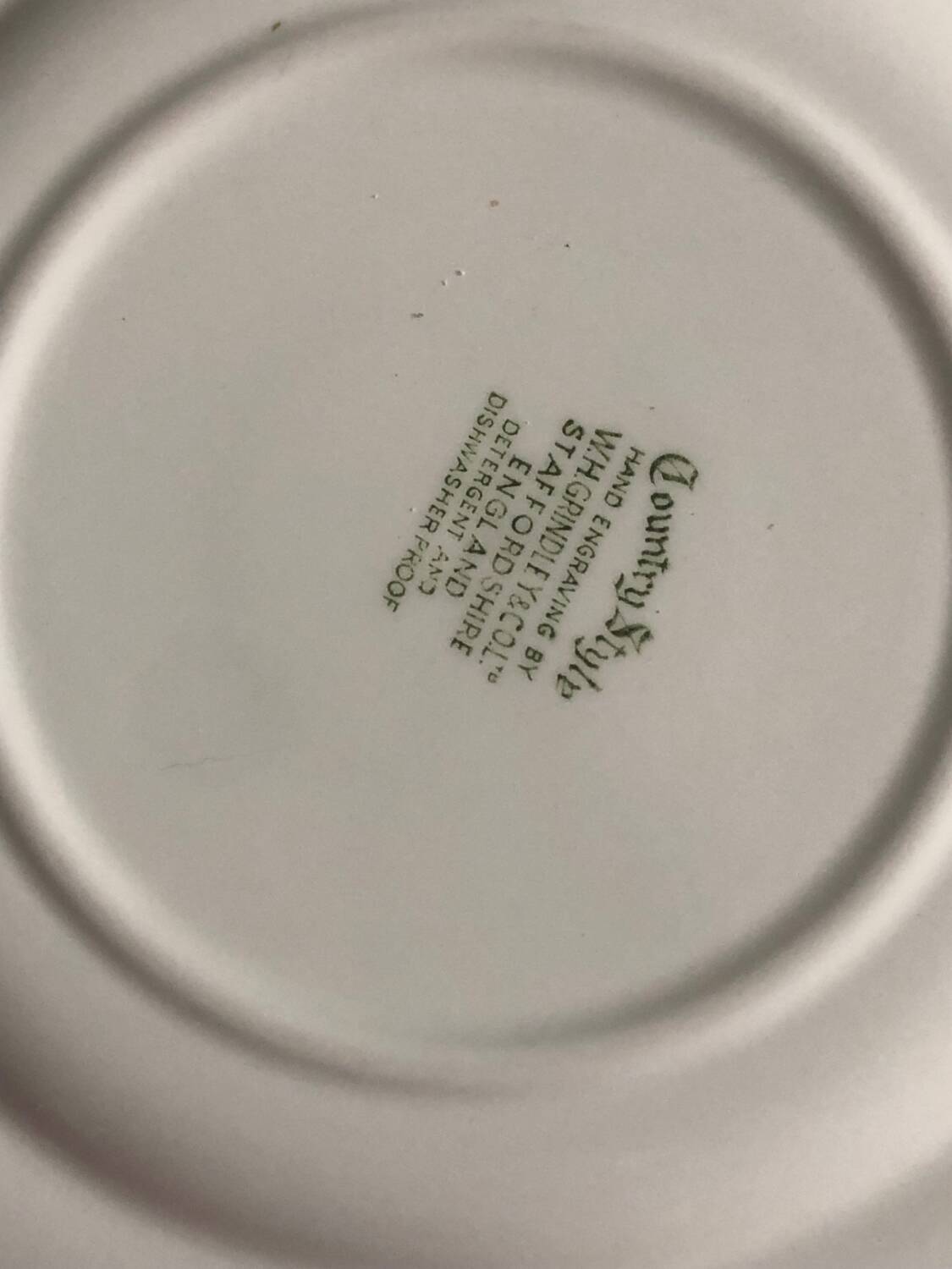 Set of 9 vintage W H Grindley plates – Country Style pattern (green)