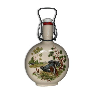 Ceramic flask with rooster pattern