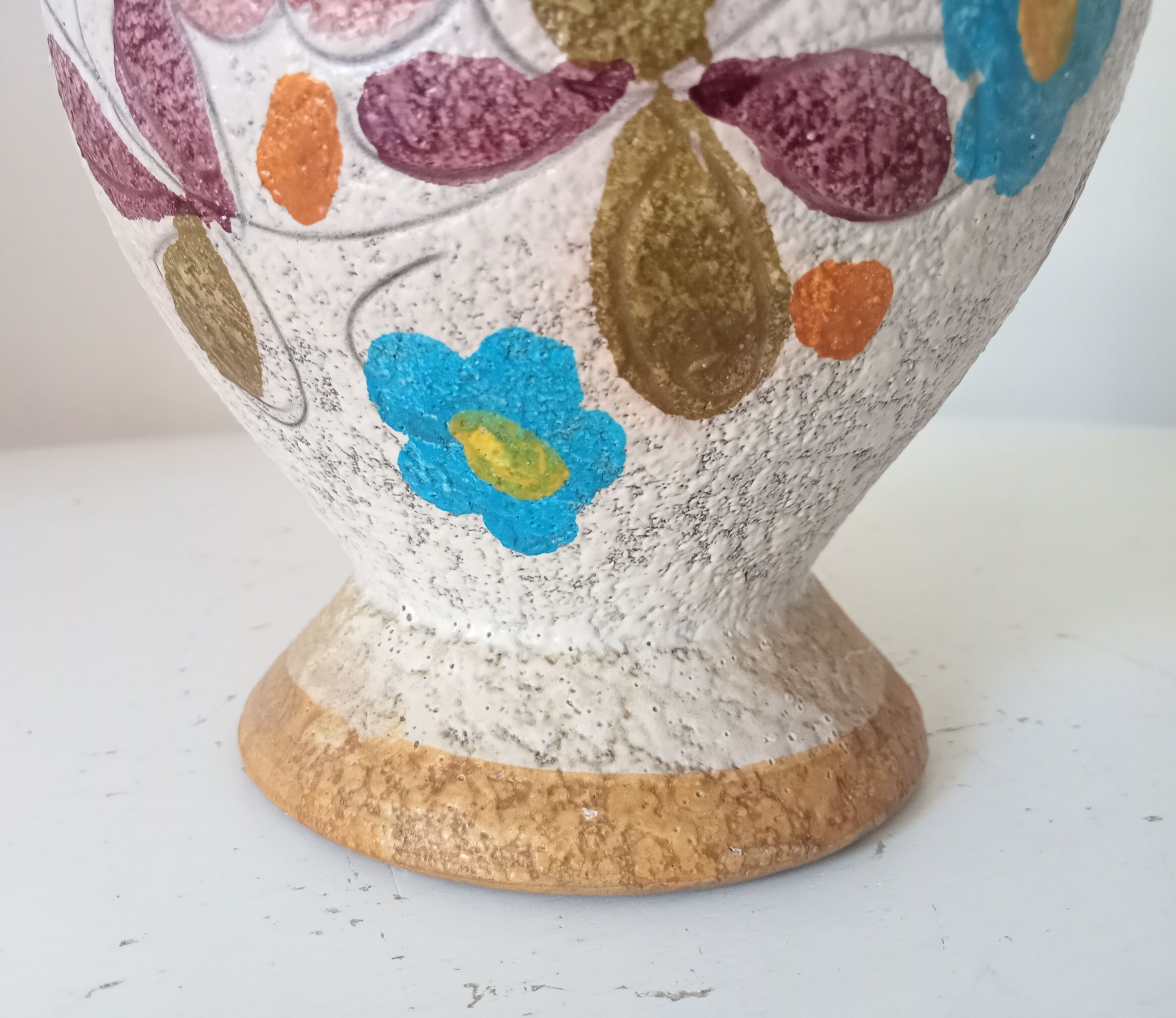 Vintage hand-painted handled vase