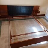 Scandinavian bed in rosewood with built-in bedside