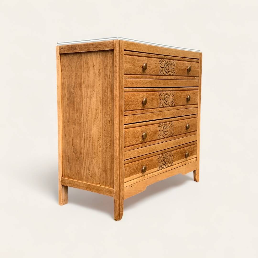 Art deco raw oak chest of drawers 1930