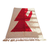 Tapis berbère en laine pure fait main rouge et blanc 150/250 cm
