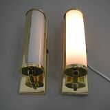 Set of Two Functionalist Brass Wall Lights, 1930s, Restored