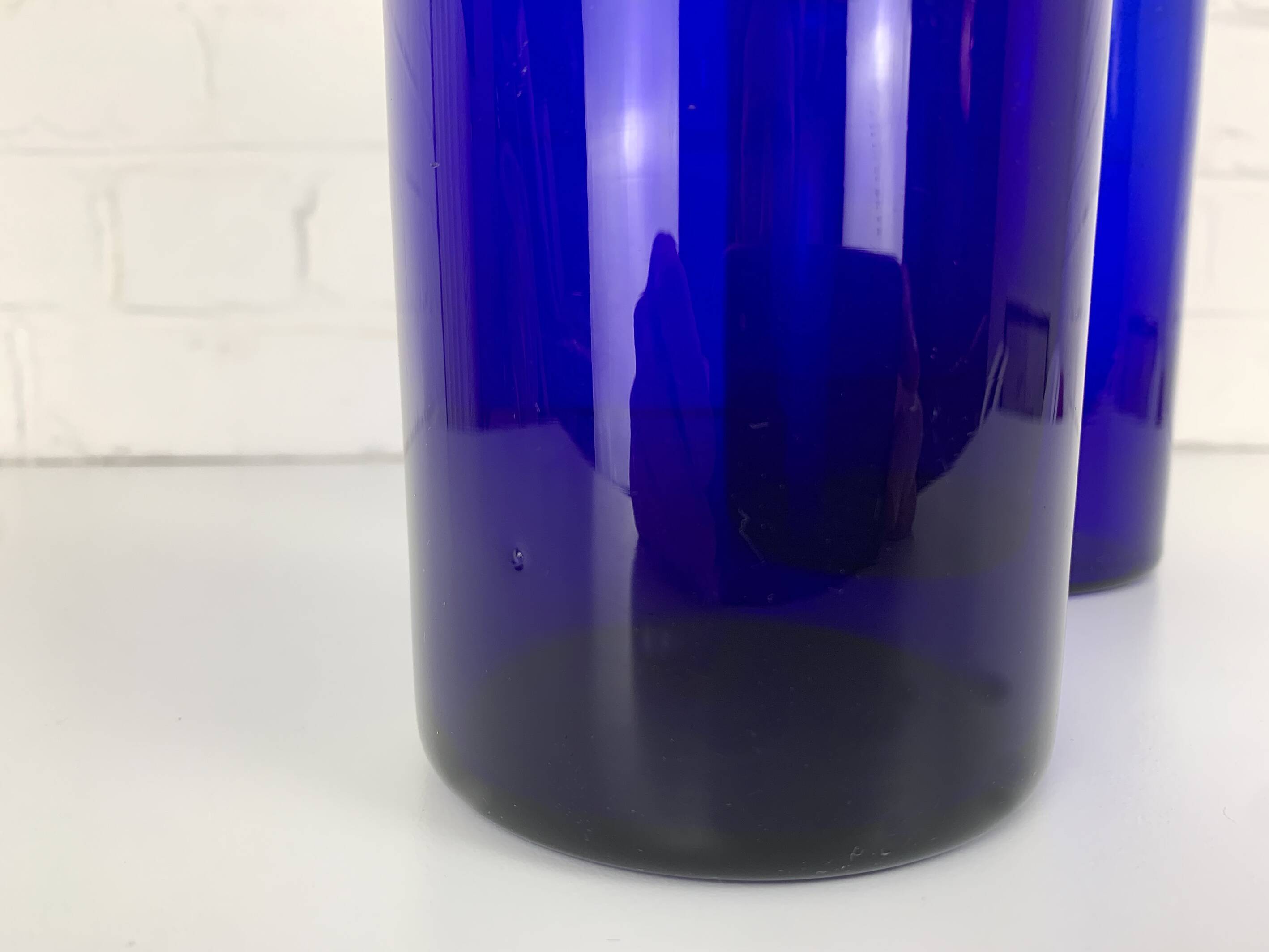 Pair of Danish Holmegaard Gulv vases design Otto Brauer in cobalt blue glass