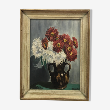 Painting bouquet of dahlias