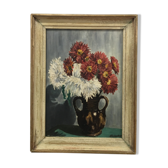 Painting bouquet of dahlias