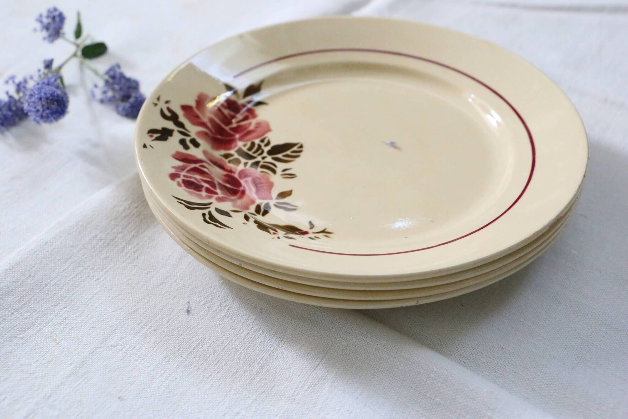 Set of 4 flat plates Badonviller, vintage French