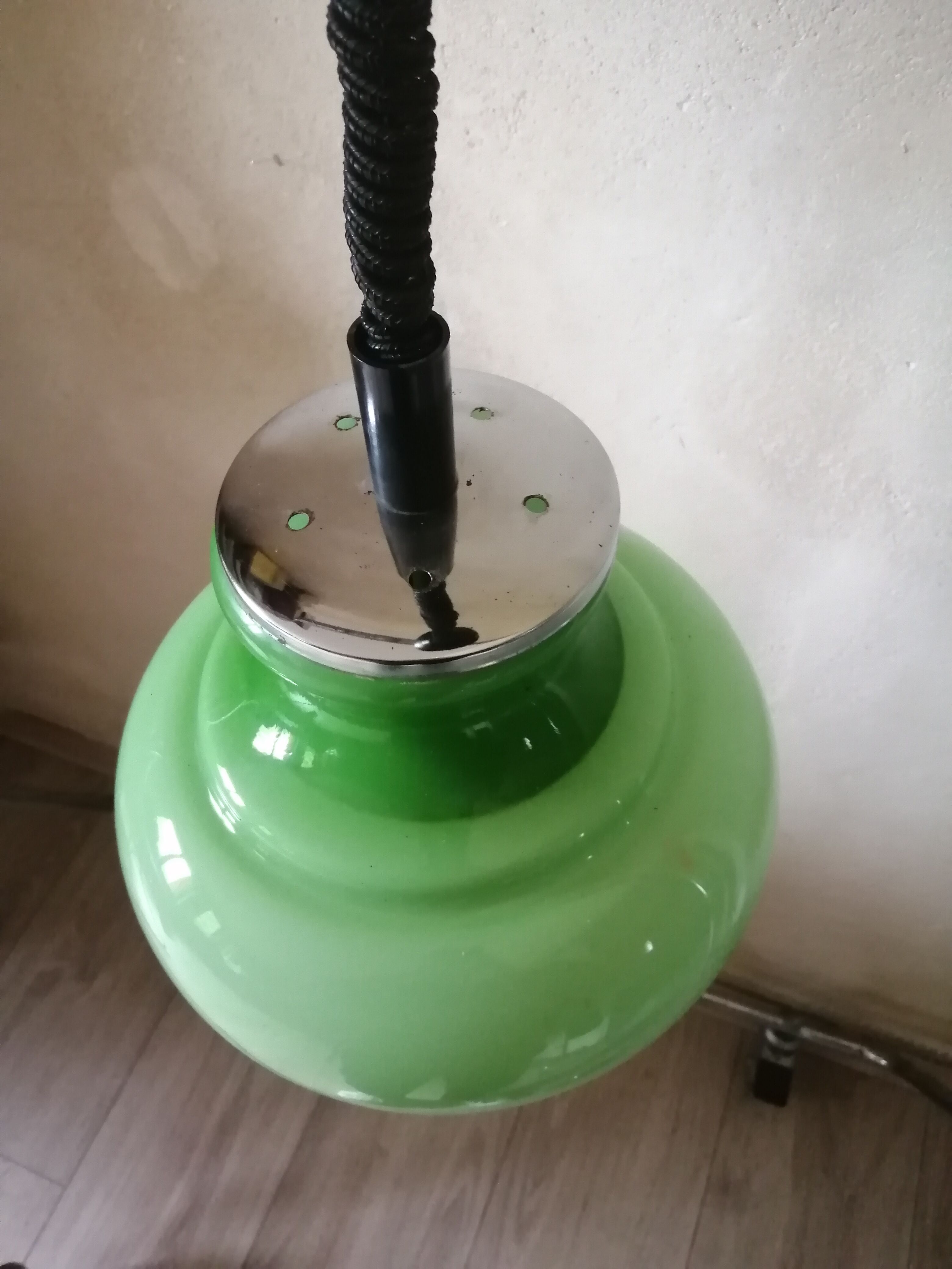 Green opaline hanging lamp