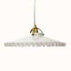 Vintage French suspension in white glass with scalloped edge.