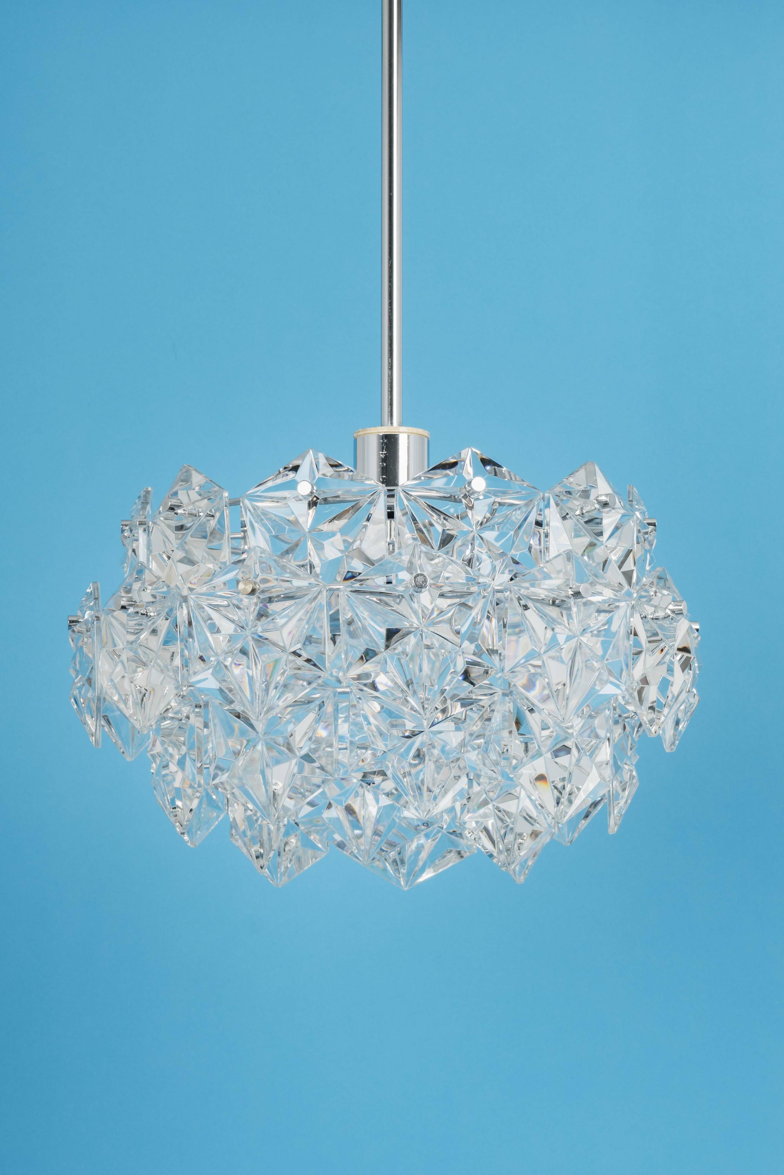 Small and Superb Pendant, Chrome and Crystal Glass by Kinkeldey, Germany, 1970