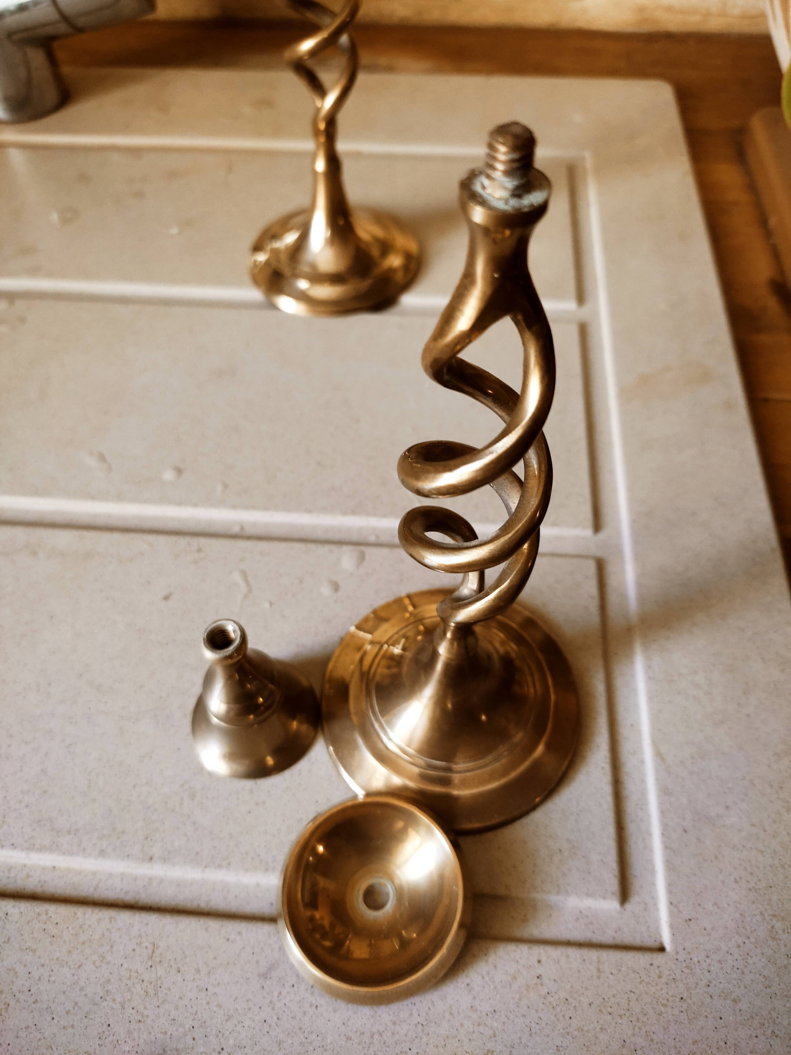 Set of 2 Scandinavian brass candle holders