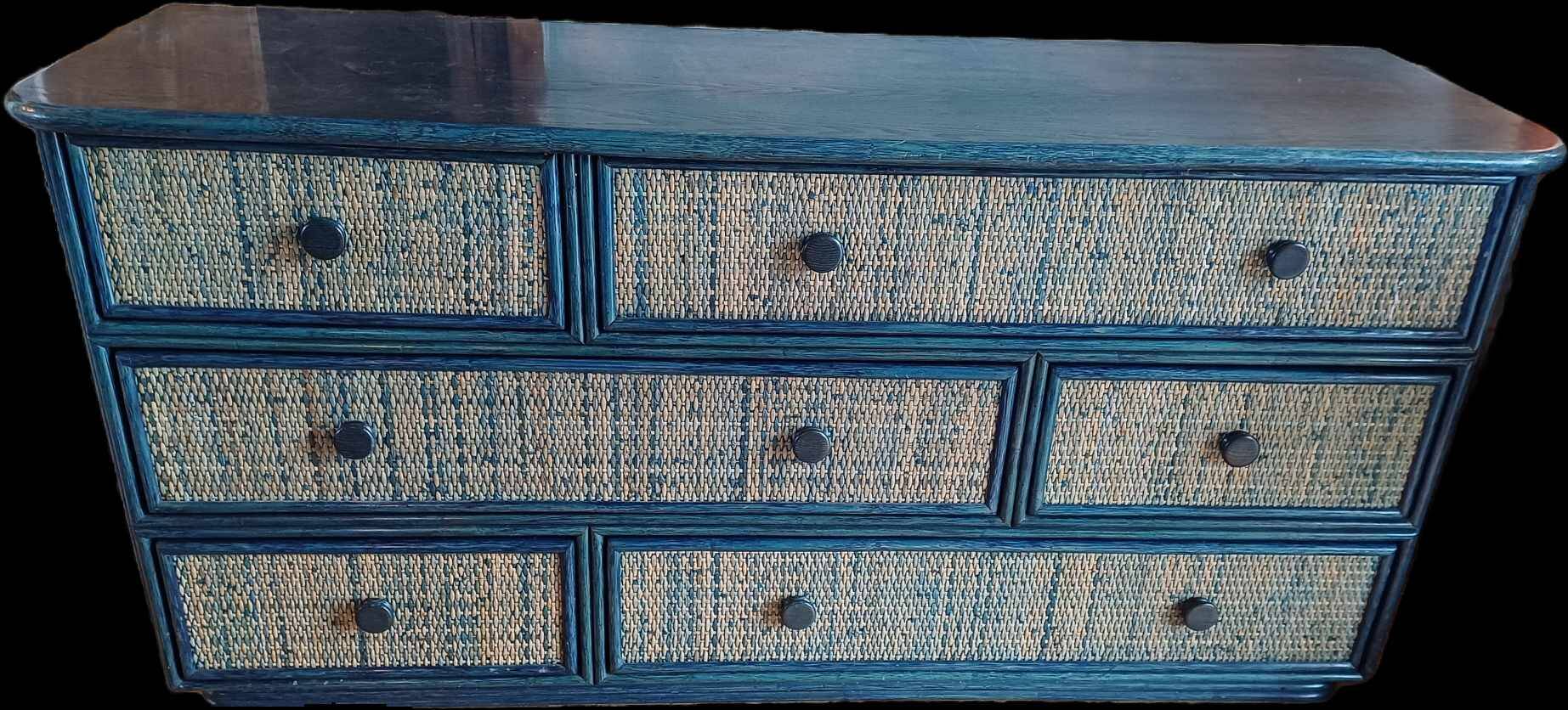 Seventies chest of drawers 70s rattan 160 long by 47 depth 78 high