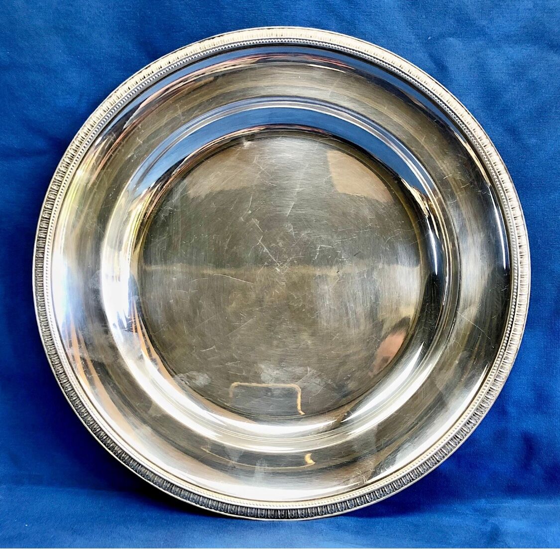 Round semi-hollow plate silver-plated Gallia Christofle Malmaison Empire