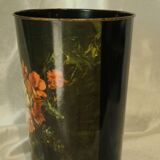 Vintage silkscreened sheet metal paper basket Napoleon III style