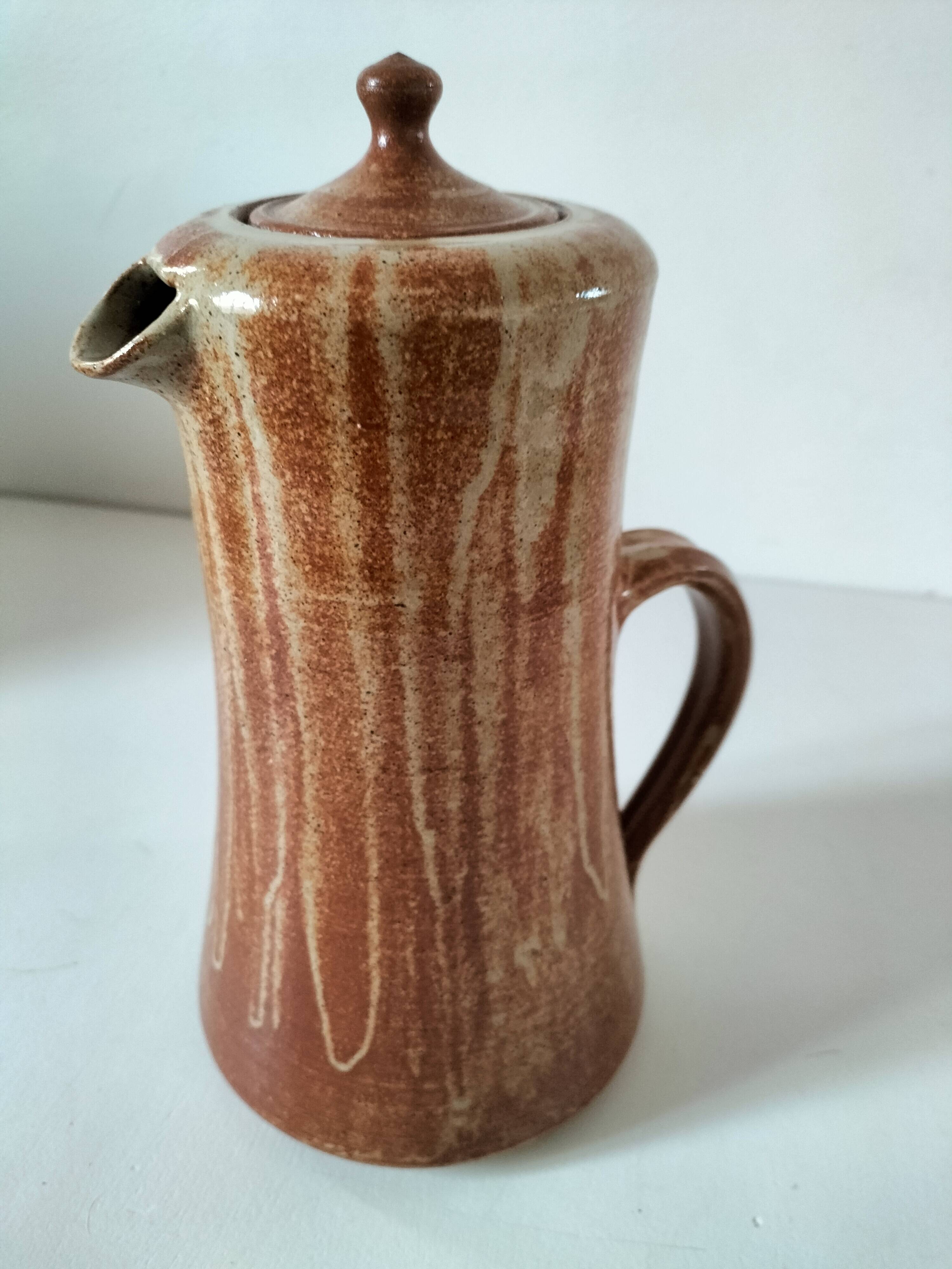 Stoneware coffee service signed Daniel Auger, Puisaye (Burgundy), 1970s