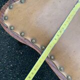 Pair of vintage French three-legged chairs with Breton style backrest, wooden seat 1960s