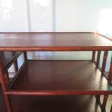 Retro-Side table-vinyl furniture-wood, rattan and bamboo-80s