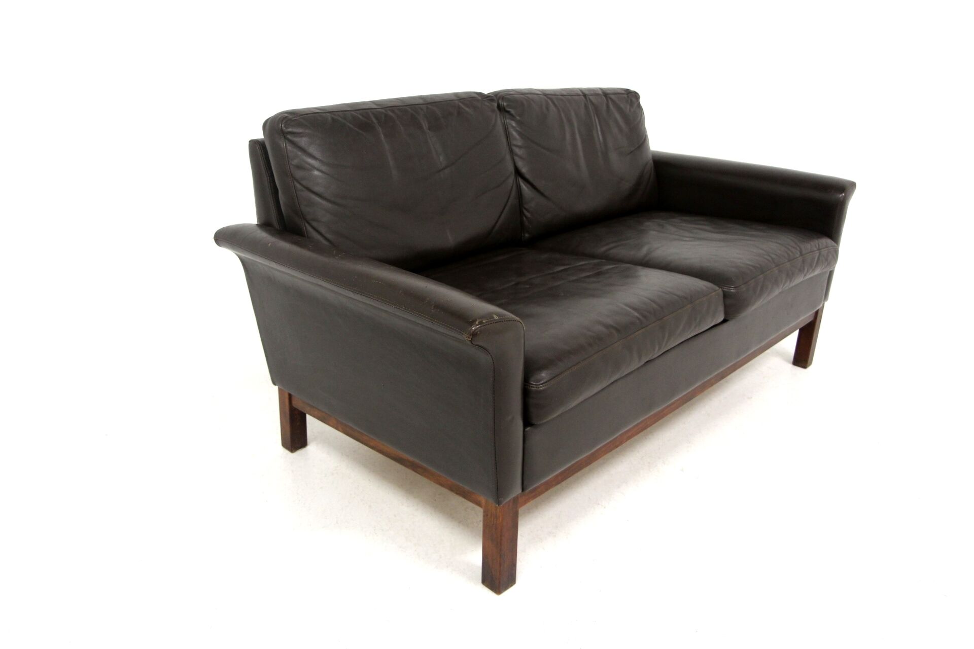 Scandinavian leather sofa 2 seater, Sweden, 1950