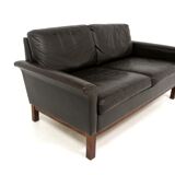 Scandinavian leather sofa 2 seater, Sweden, 1950
