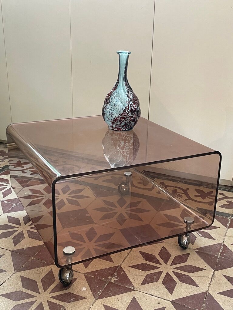 smoked plexi coffee table