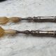 Art Nouveau salad servers in horn and silver metal